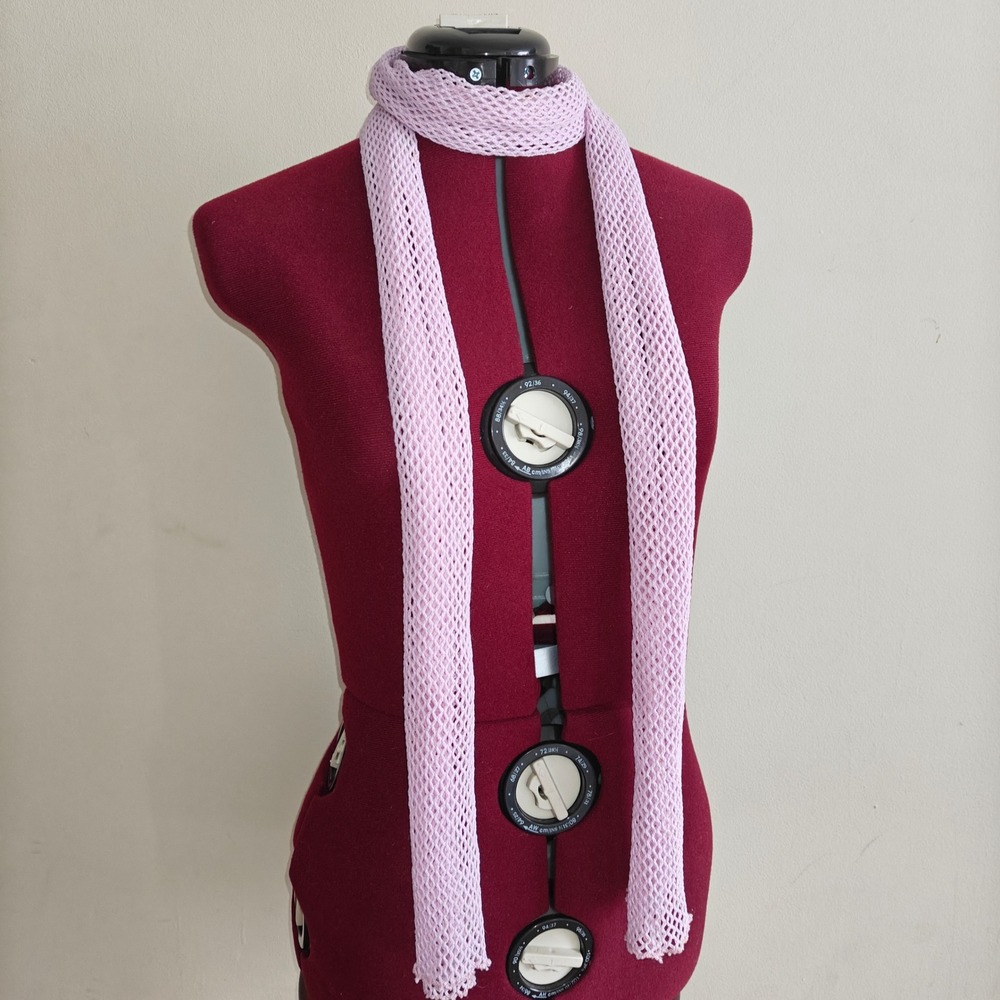 Lavender Purple Sheer Fishnet Mesh Skinny Scarf Y2K Open Knit Lettuce Edge